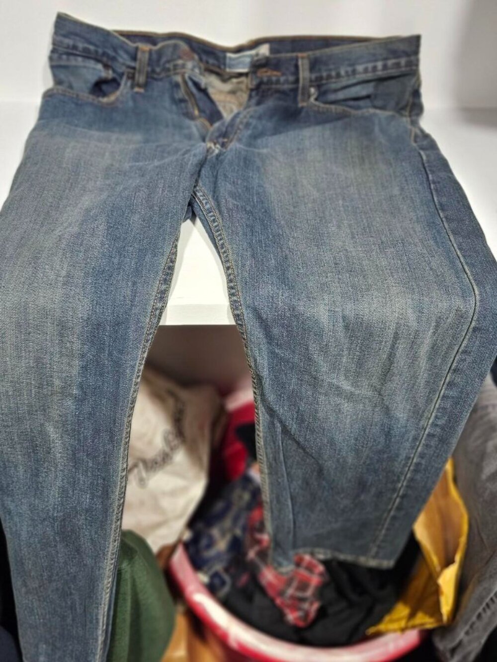 Medium Wash Regular Fit Straight Leg Denim Jeans, 36W x 29L